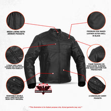 Load image into Gallery viewer, Tarmac Mens Leather Motorcycle Jacket