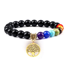 Load image into Gallery viewer, 7 Chakra Prosperity Bracelet With Obsidian