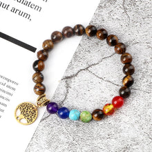 Load image into Gallery viewer, 7 Chakra Protection Bracelet With Tiger Eye