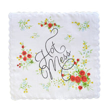 Load image into Gallery viewer, Hot Mess Hankie Retro Floral Print Cotton Handkerchief