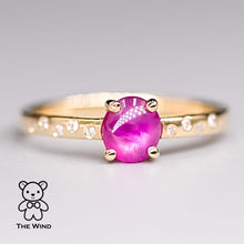 Load image into Gallery viewer, Hot Pink Burma Ruby Diamond Engagement Wedding Ring in 18K Yellow Gold