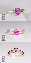 Load image into Gallery viewer, Hot Pink Burma Ruby Diamond Engagement Wedding Ring in 18K Yellow Gold