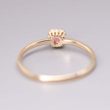 Load image into Gallery viewer, Hot Pink Spinel &amp; Diamond Halo Ring in 14K Yellow Gold