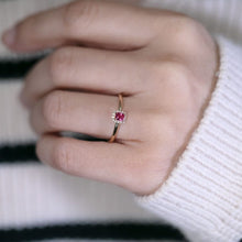 Load image into Gallery viewer, Hot Pink Spinel &amp; Diamond Halo Ring in 14K Yellow Gold