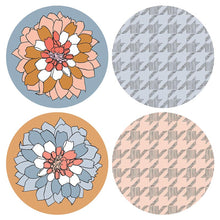 Load image into Gallery viewer, Houndstooth &amp; Flower Ceramic Coaster Set of 4