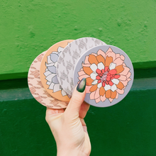Load image into Gallery viewer, Houndstooth &amp; Flower Ceramic Coaster Set of 4