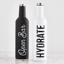Load image into Gallery viewer, Hydrate Stainless Steel Water or Wine Bottle in White | Holds an Entire Bottle of Wine | 25oz
