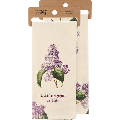 I Lilac You A Lot Dish Cloth Towel | Cotten Linen Novelty Tea Towel | Cute Kitchen Hand Towel | 18