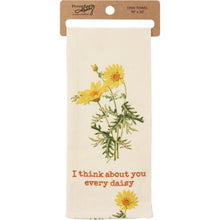 Load image into Gallery viewer, I Think About You Every Daisy Dish Cloth Towel | Novelty Cotten Linen Tea Towel | Cute Kitchen Hand Towel | 18&quot; x 28&quot;
