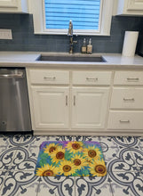 Load image into Gallery viewer, Sunflowers and Purple Machine Washable Memory Foam Mat IBD0247RUG