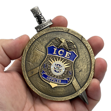 Load image into Gallery viewer, EL6-017 ICE Agent ERO Enforcement DRO Detention Removal Shield with removable Sword Challenge Coin Set