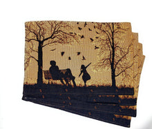 Load image into Gallery viewer, DaDalogy Bedding Set of 4 Pieces Autumn Birds Blessing Tapestry Dining Placemats 13” x 19” (Thanksgiving)