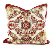 Load image into Gallery viewer, Tache Elegant Burgundy Ornate Paisley Woven Tapestry Throw Pillow Cover (18194)