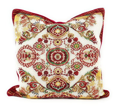 Tache Elegant Burgundy Ornate Paisley Woven Tapestry Throw Pillow Cover (18194)
