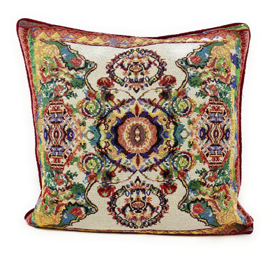 Tache Elegant Ivory Colorful Ornate Paisley Woven Tapestry Throw Pillow Cover (18193)