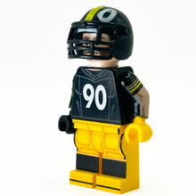 Load image into Gallery viewer, #90 LB Pittsburgh Football Player Minifig made using LEGO parts - B3 Customs