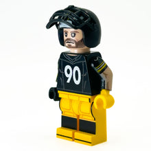 Load image into Gallery viewer, #90 LB Pittsburgh Football Player Minifig made using LEGO parts - B3 Customs