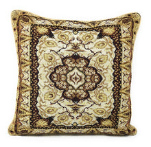 Load image into Gallery viewer, DaDa Bedding Elegant Golden Persian Style Rug Floral Tapestry Throw Pillow Covers 16" x 16"