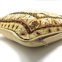 Load image into Gallery viewer, DaDa Bedding Elegant Golden Persian Style Rug Floral Tapestry Throw Pillow Covers 16" x 16"
