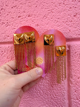 Load image into Gallery viewer, 3D Heart in Square Tassel Earrings