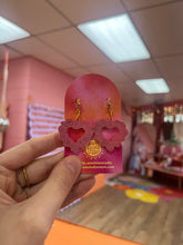 Load image into Gallery viewer, Monochromatic Flower Heart Earrings