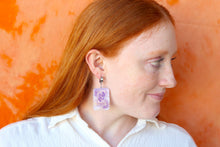 Load image into Gallery viewer, Purple Marble Zodiac Earrings