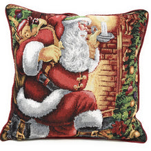Load image into Gallery viewer, Tache Festive Santa Down the Chimney Tapestry Throw Pillow Cover (DB11533CC)
