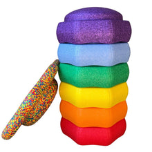 Load image into Gallery viewer, **Pre-order (Ships in 3-4 Weeks)**Flower-shaped Balance Board for Stepping Stones in Rainbow Confetti