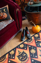 Load image into Gallery viewer, Grinning Black Cat Jack 56” Harlequin Vinyl Floor Decor