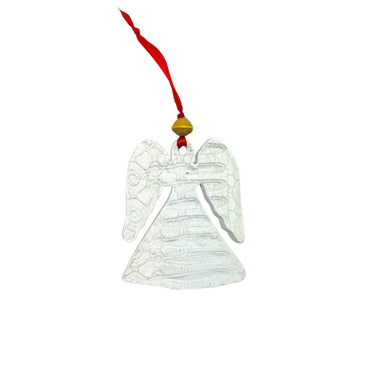 Ceramic Angel Ornament - Glitter White