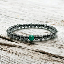 Load image into Gallery viewer, Natural Malachite &amp; Hematite Pain Support Bracelet