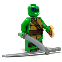 Load image into Gallery viewer, Leo Blue Fighter Turtle - Custom Minifig made using LEGO parts