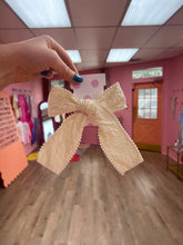 Load image into Gallery viewer, Cream Beaded Hair Bow Barrette