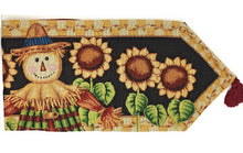 Load image into Gallery viewer, Tache Sunflower Field Scarecrow Autumn Harvest Woven Tapestry Table Runners (11712TR)