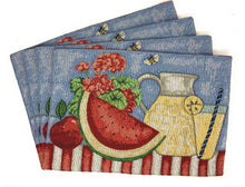 Load image into Gallery viewer, Tache Fruity Drinks Watermelon Lemonade Woven Tapestry Placemat Set (13082PM)