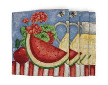 Load image into Gallery viewer, Tache Fruity Drinks Watermelon Lemonade Woven Tapestry Placemat Set (13082PM)