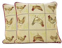 Load image into Gallery viewer, Tache Country Farmhouse Rooster Hens Woven Tapestry Throw Pillow Cover (13139CC)