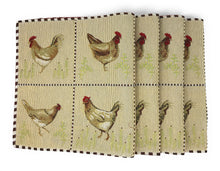 Load image into Gallery viewer, Tache Country Farmhouse Rooster Hens Woven Tapestry Placemat Set (13139PM)
