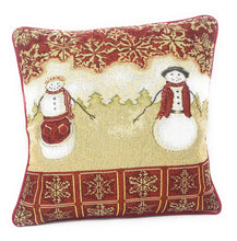 Load image into Gallery viewer, Tache Mr. &amp; Mrs. Snowman Couple Woven Tapestry Throw Pillow Cover (10323CC)