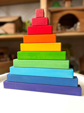 Load image into Gallery viewer, **Pre-order (Ships in 2-3 Weeks)**Building Steps Rainbow Counting Blocks – 100-Piece Wooden Prism Stair Set