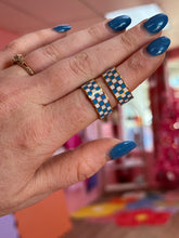 Load image into Gallery viewer, Blue &amp; White Checkered Titanium Ring
