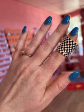 Load image into Gallery viewer, Black &amp; White checkered enamel Titanium Ring