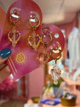 Load image into Gallery viewer, Chunky Glass Heart Charm Earrings