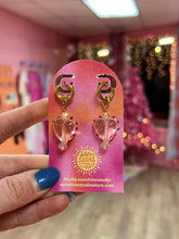 Load image into Gallery viewer, Chunky Glass Heart Charm Earrings