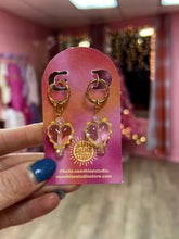 Load image into Gallery viewer, Chunky Glass Heart Charm Earrings