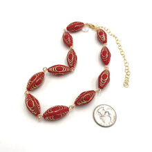 Load image into Gallery viewer, Cherry Red &amp; Gold Lame' Beaded Amelia Necklace