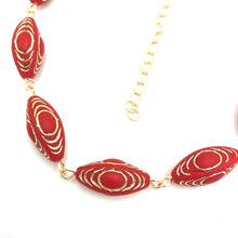 Load image into Gallery viewer, Cherry Red &amp; Gold Lame' Beaded Amelia Necklace