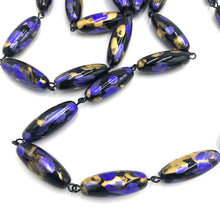 Load image into Gallery viewer, Cobalt &amp; Gold Oval Painter Opera Necklace