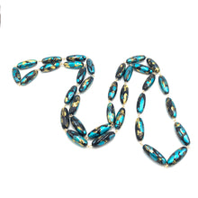 Load image into Gallery viewer, Teal &amp; Gold Oval Painter Opera Necklace