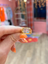 Load image into Gallery viewer, Large Clear Gem Titanium Ring